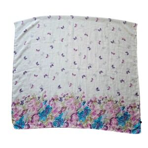 Lightweight Floral Butterfly Print Women's Scarf Infinity Scarf Brand70" x 38"